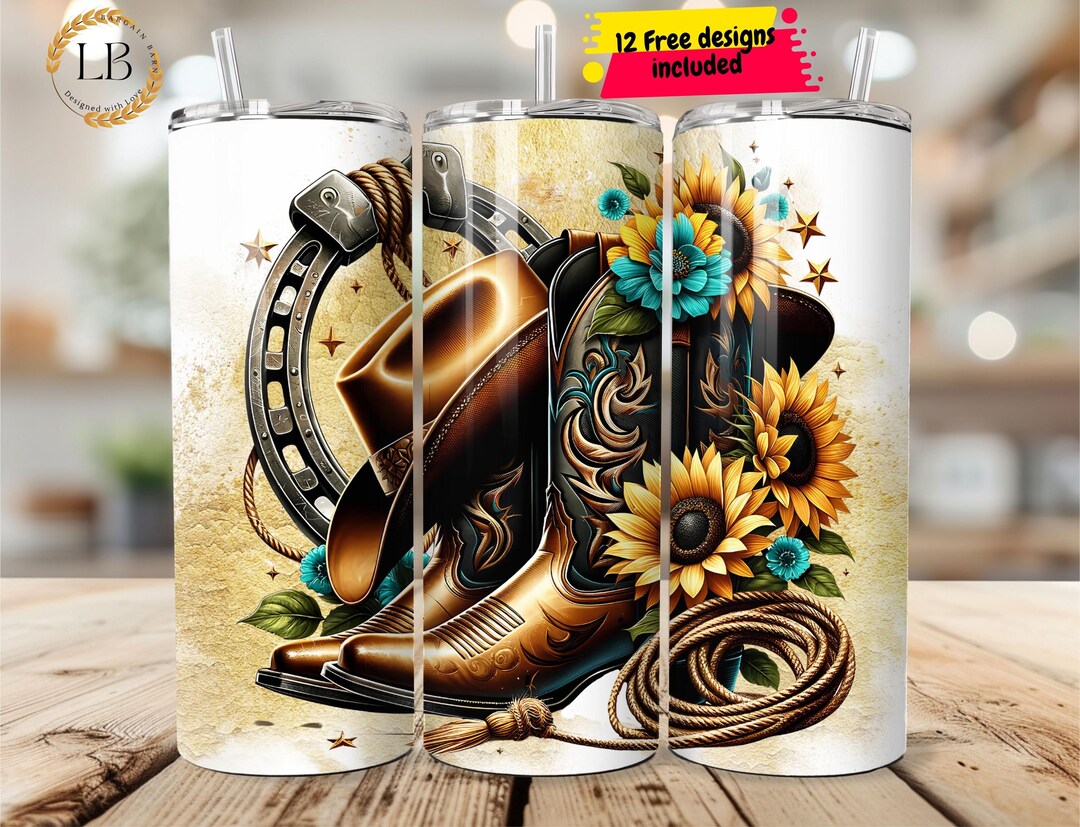 Country Girl Western Rustic Cowboy Boots, 20 Oz Skinny Tumbler ...
