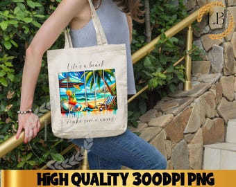 Life's A Beach Make Some Waves PNG, Beach Quote PNG,Coastal Summer sublimation PNG, Ocean Waves Graphic,Beach Brushstroke Sublimation Design