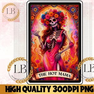 Carta de Tarô The Hot Mama PNG, Download Digital Engraçado, Design de Sublimação de Caneca de Camiseta de Caveira de Esqueleto, Arquivo PNG Witchy Vibes Gothic Mama