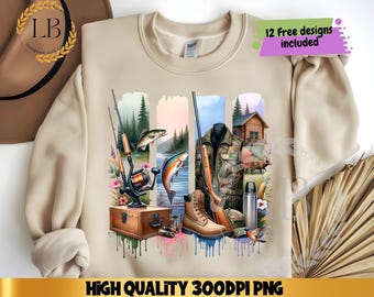 Fishing hunting Png, Sublimation Design Digital Download, Brushstroke Bass Fish PNG, Watercolor Fishing Png, Tshirt Design, Dad Gift UVDTF