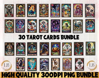 Paquete PNG de cartas del tarot con esqueletos divertidos, humor sarcástico (descarga digital)