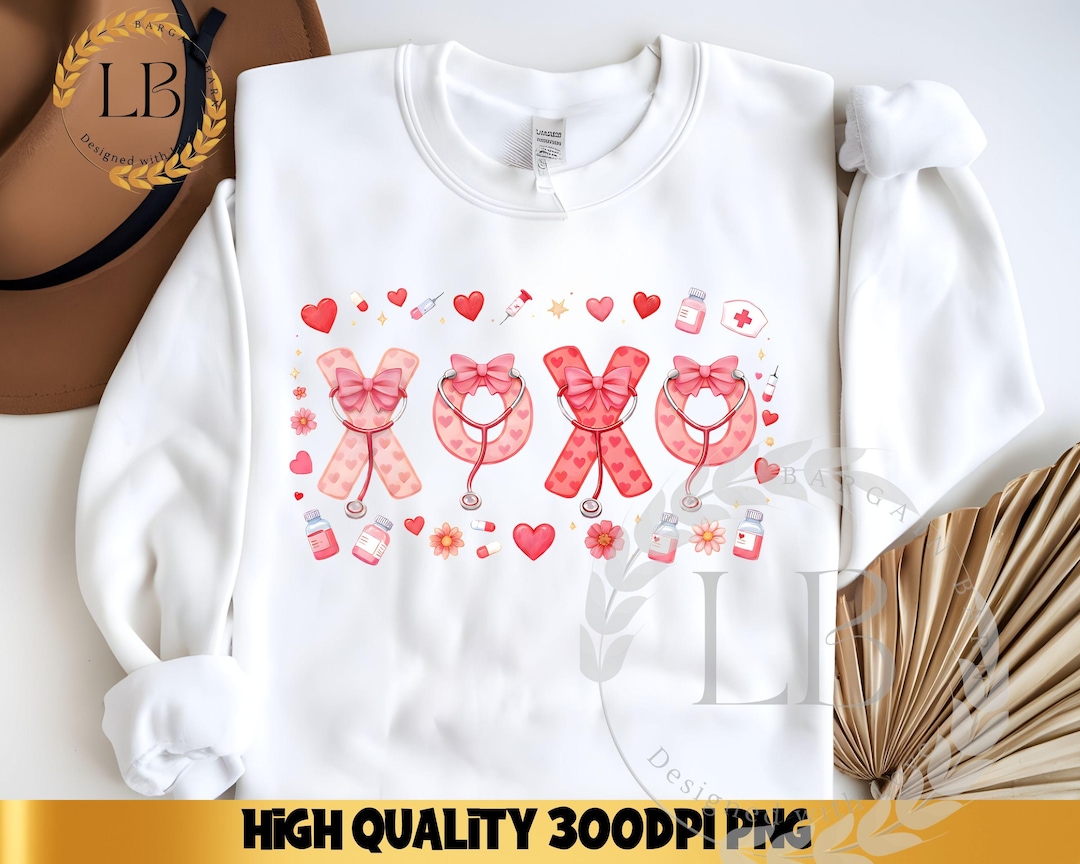 Pink Valentine Nurse PNG, Coquette Shirt Design (sublimation Download ...
