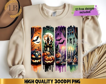 Spooky Season Png, Vintage Halloween Png Fall Pumpkin Shirt Design Halloween Brushstroke Sublimation Witchy Vibes Png  Clipart Digital UVDTF