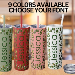 Personalized Pickle Tumbler, Pickle 20 oz Tumbler with lid and Straw, Custom Skinny Tumbler, Pickles Skinny Tumbler, Insulated Travel Mug