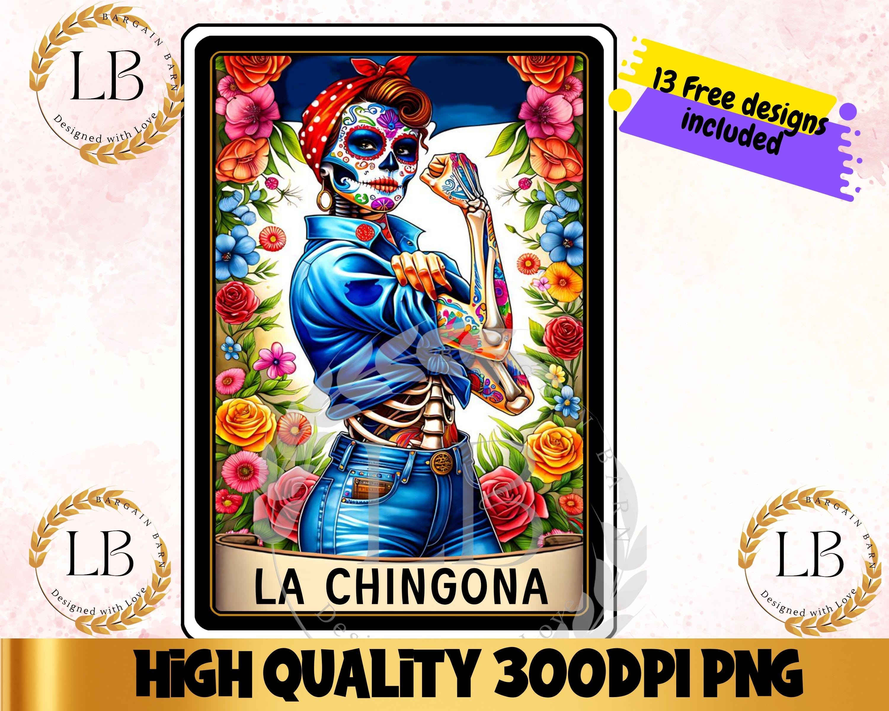 La Chingona Tarot Card PNG, Mexican Chola Skeleton (digital