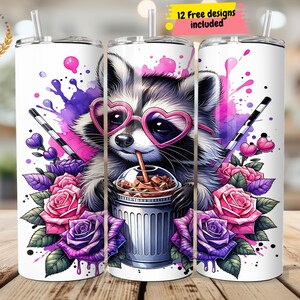 Rester trash raton laveur 20 oz gobelet skinny sublimation design téléchargement numérique PNG drôle de raton laveur gobelet wrap téléchargement immédiat
