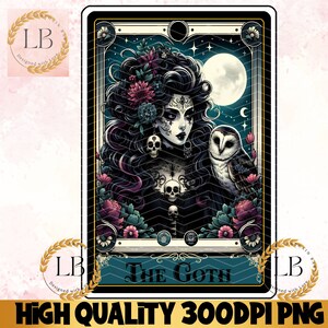 The Goth Tarot Card PNG, Vintage Gothic Witchy Girl Tshirt Mug Tumbler DIY Craft Cute Clipart Digital Download, Goth Girl Sublimation Design