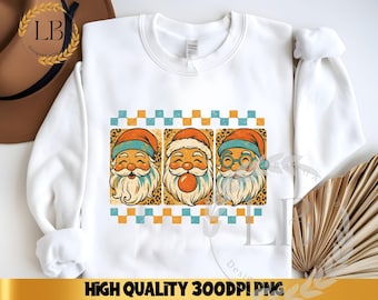 Colorful Leopard Glitter Santa Png, Preppy Brushstroke Christmas Santa PNG, Vintage Santa Claus PNG, Merry Christmas Png, Digital File