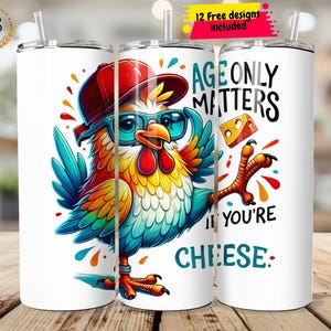 Lustige Huhn Liebhaber PNG 20 oz Skinny Tumbler Wrap Sublimation Design Sofortiger digitaler Download Tumble Sublimation Design, Käse Wortspiel png