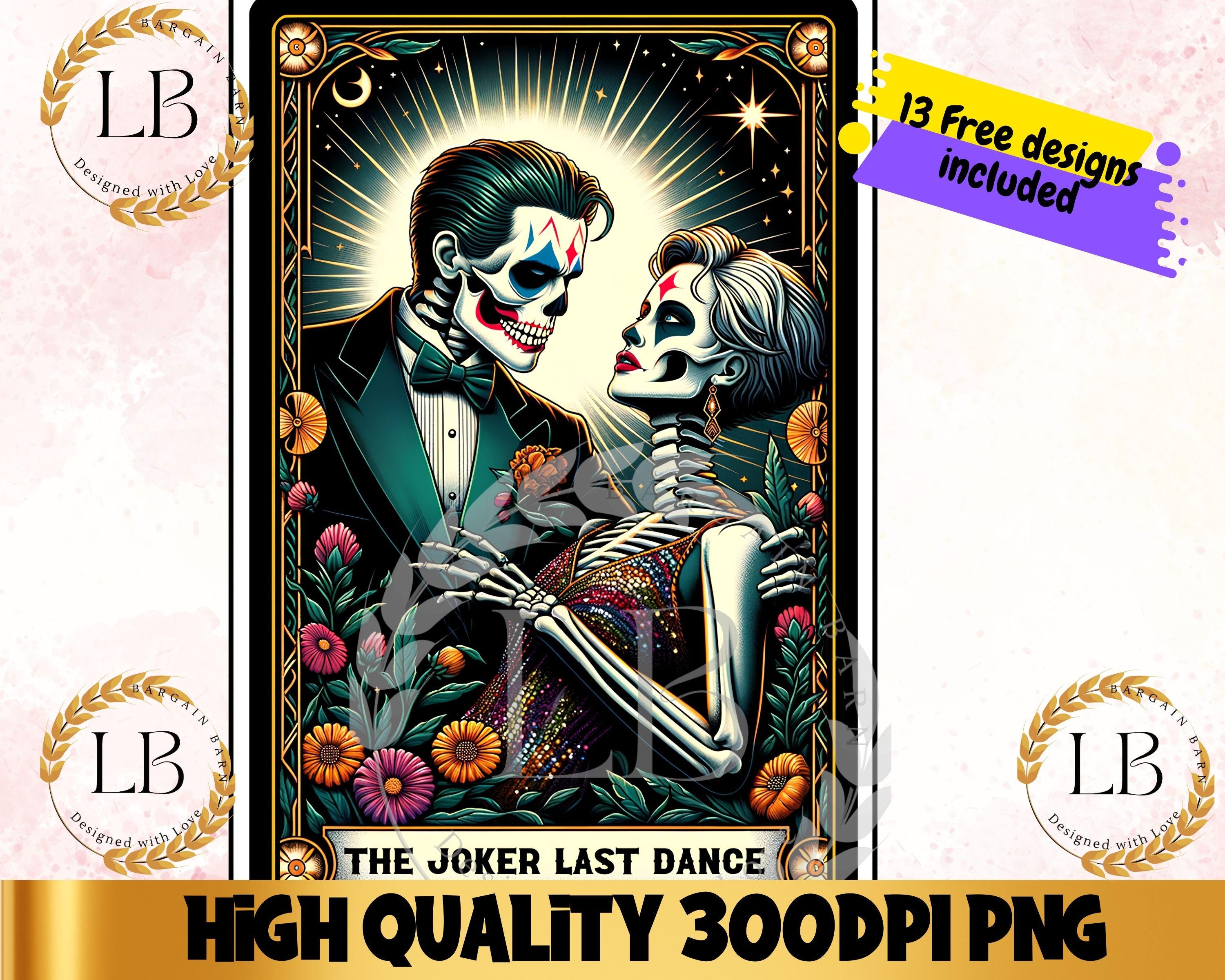Joker Last Dance Tarot Card PNG, Gothic Skull Skeleton Sublimation
