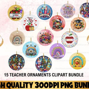 Lehrer Ornament PNG, Lehrer Weihnachtsverzierung PNG Bundle, Regenbogen Ornament Clipart, Bester Lehrer aller Zeiten, Schullehrer Geschenk
