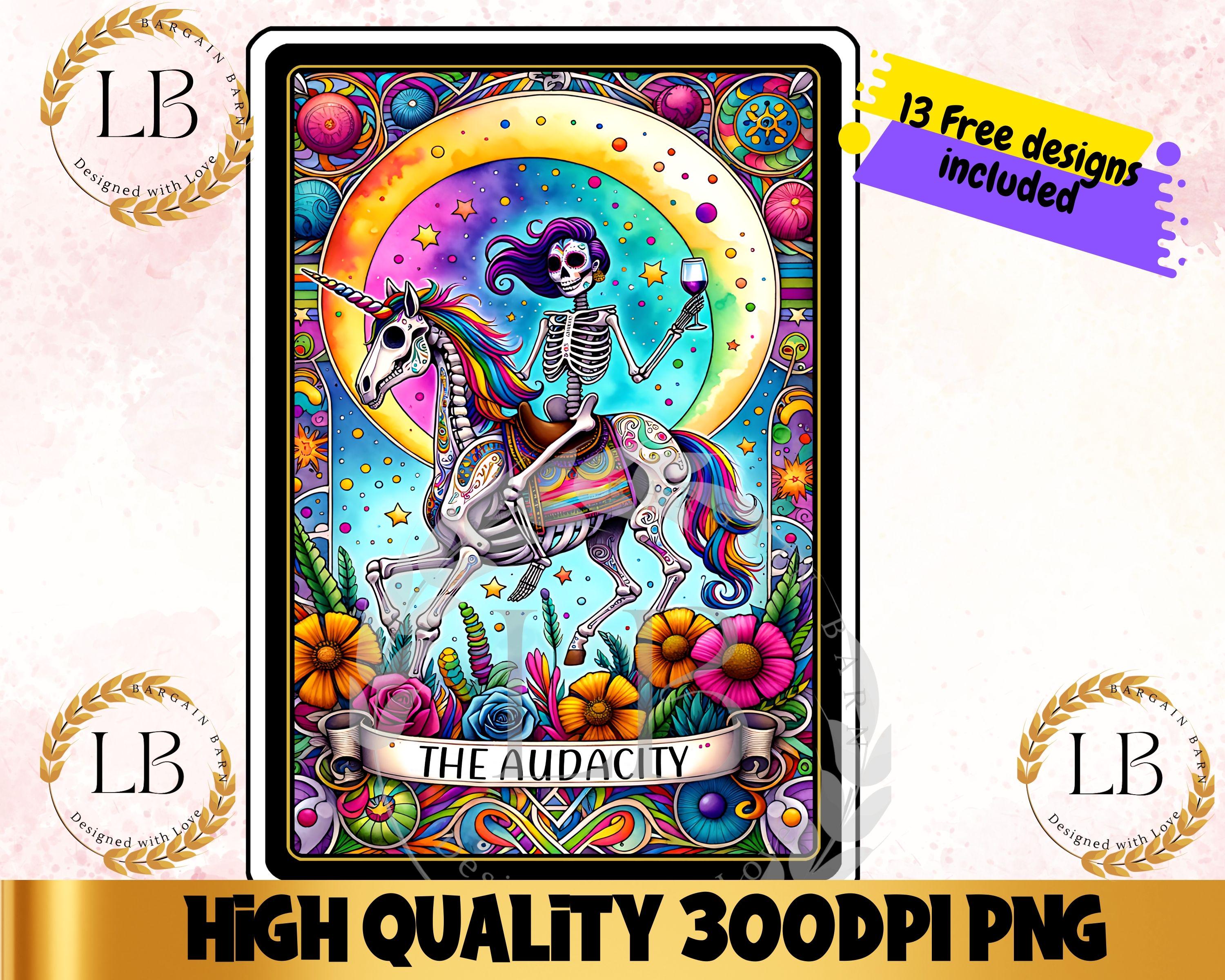 The Audacity Tarot Card PNG, Funny Unicorn Design (digital
