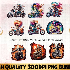 Skeleton Biker Png Bundle, Funny Skeleton Bundle, Biker Girl Clipart, Ghost Rider Motorcycle png, Digital Download, Sublimation Design DIY