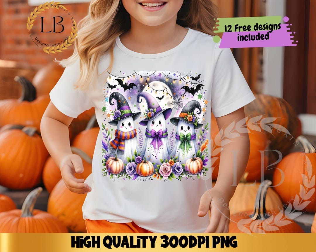 Cute Ghost Halloween PNG, Floral Ghost Sublimation Design, Fall PNG ...