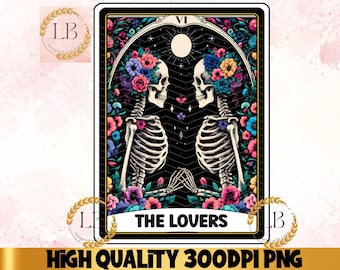 Carta dei Tarocchi Gay Skeleton Lovers PNG, Design a sublimazione gotica (download digitale)