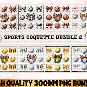 Sports Coquette PNG Bundle, Football Mom Gift, Volleyball Baseball Soccer Bow, Fall Sports Team Png Shirt Design, Digital Download, Game Day
