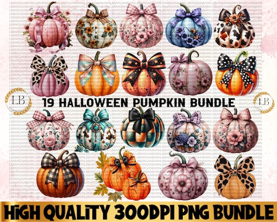Coquette Pumpkin PNG Bundle, Gingham Pumpkin Coquette Bow png, Retro Halloween png, trending png, Fall Sublimation png, Tshirt Design Bundle