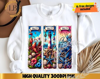 Salty Beach PNG Sublimation Design,Coastal Ocean Summer Shirt Graphic,Tumbler Wrap PNG,Nautical Sea Digital, Brushstroke Sublimation Design