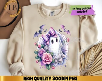 Süßer Spitze Geist Png, Halloween Boo Spitze Bogen Png, Halloween-Shirt Png, Halloween-Geist Png, Boo Geist-Shirt Png, süßer Sublimations-Geist Png