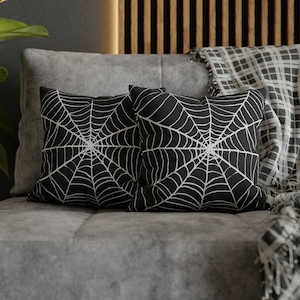 Halloween Spider Web - Black Spider Web Pillow