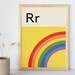 Letter R Poster R is for Rainbow Wall Art Alphabet Print Retro Kids ...