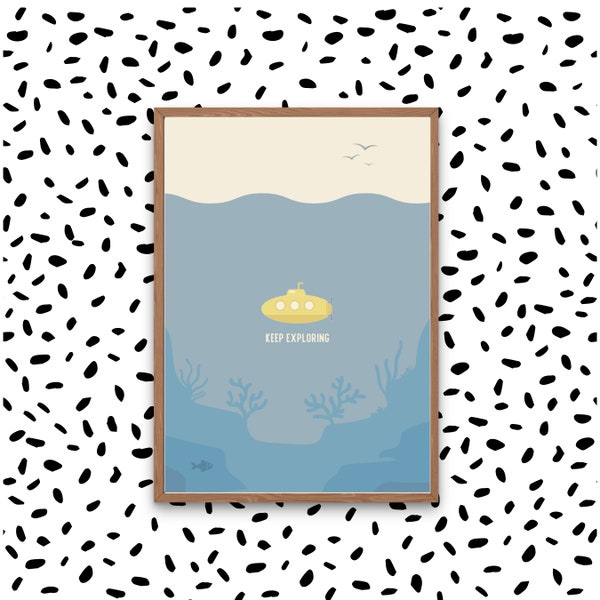 Submarine Poster for Kid’s Motivational Print •  Nautical Nursery Decor • Children Ocean Theme Art • Under the Sea Wall Art • Printable