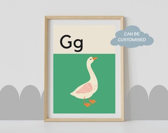 Letter G Alphabet Poster • G is for Goose • Learn ABC Print • Nursery Decor • Kids Bedroom Wall Art • Letter Art • Educational Printable