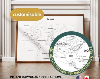 World Map Colouring Travel Map World with US States + CAN Provinces Color in Map Places I&#39;ve Been Country Tracker Printable World Map