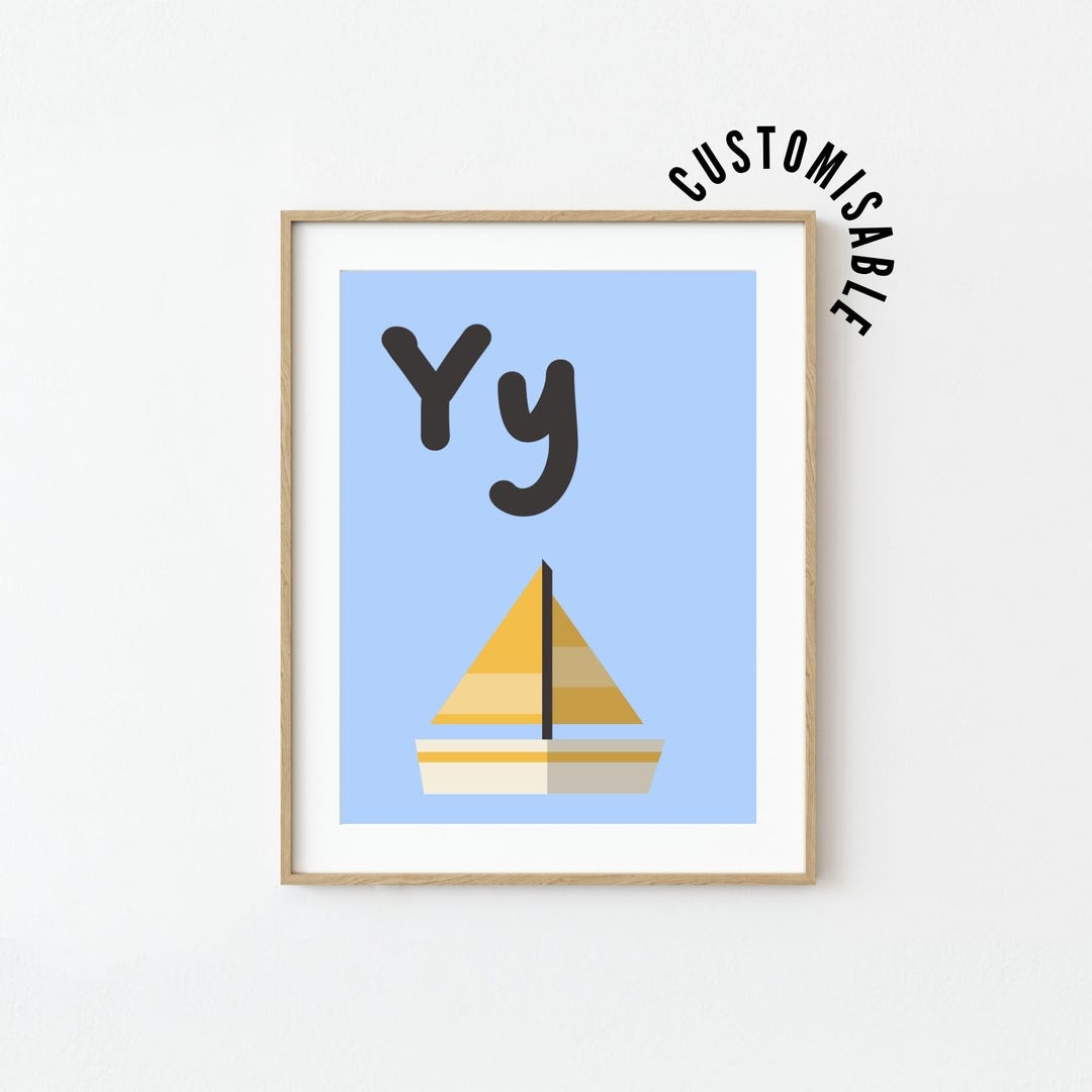 Letter Y Alphabet Poster • Y is for Yacht • Learn ABC Print • Nursery ...