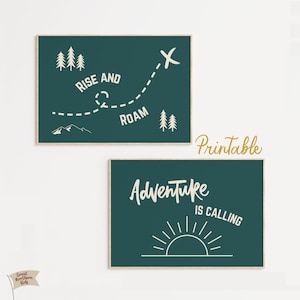 Adventure Nursery Prints Set of 2 Kids Posters Camp Theme Bedroom Boys Bedroom Decor Woodland Nursery Adventure is Calling Outdoor Decor