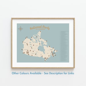 Carte des parcs nationaux du Canada, décoration de chambre d'enfant aventure, art mural, salle de jeux, carte des parcs nationaux du Canada, affiche du Canada