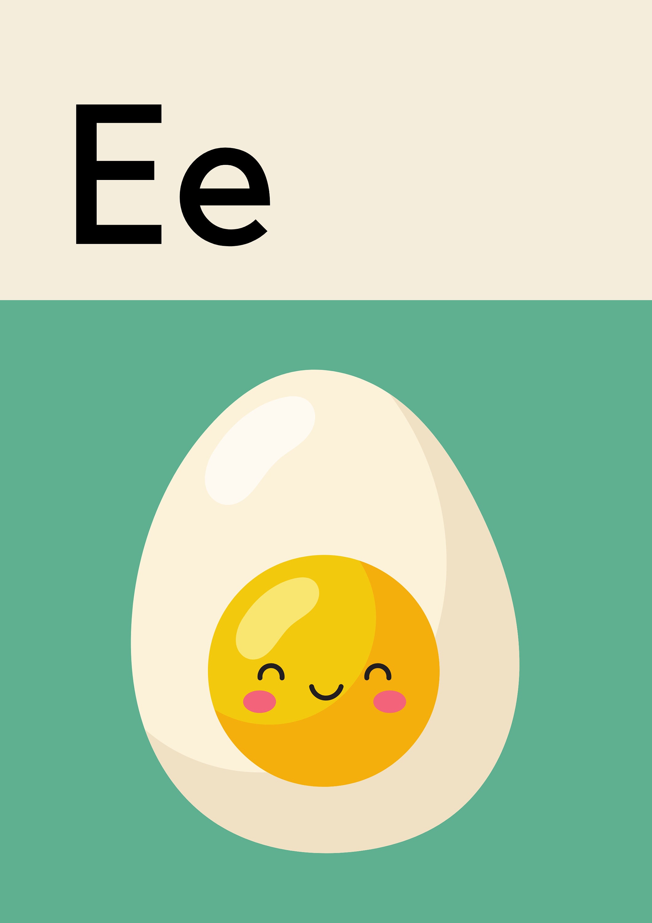 Letter E Alphabet Poster E is for Egg Learn ABC Print Nursery Decor