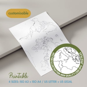 Weltkarte Farbe in der Reisekarte • Bucket List • Drucken Sie zu Hause Weltkarte mit Ländern, in denen ich gewesen bin • Umsatz-Tracker • Abschlussgeschenk