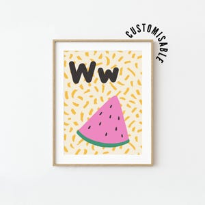 Letter W Poster • Nursery Wall Art • Educational Poster • Alphabet Poster • Kids Bedroom Decor • Printable Wall Art • Alphabet Print