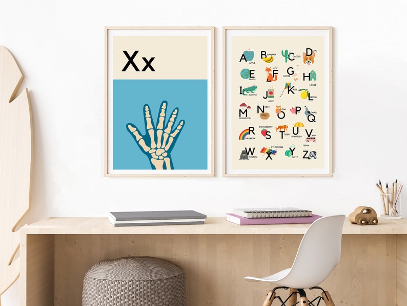 Letter X Alphabet Poster X is for Xray Learn ABC Print Nursery Decor