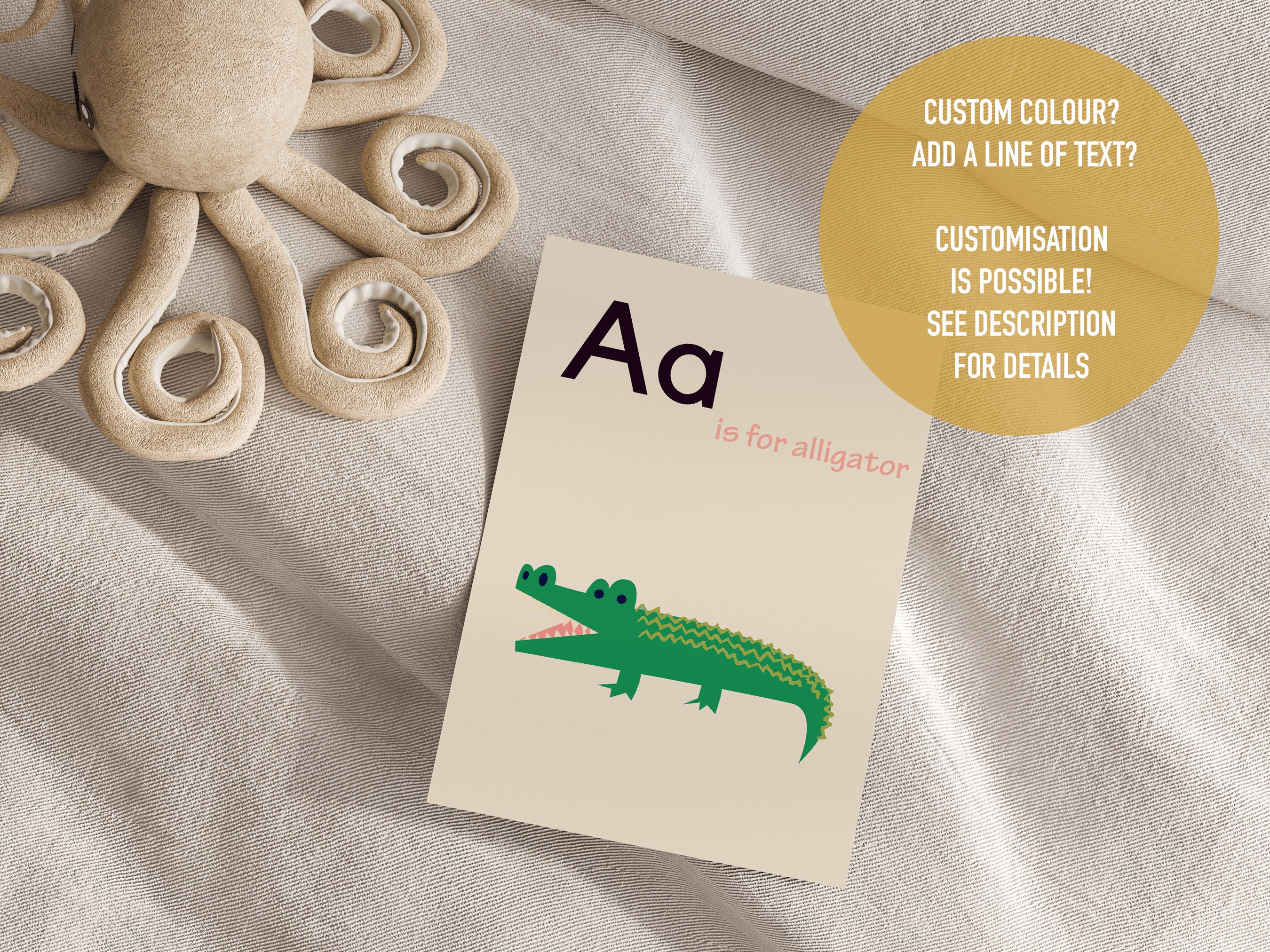 Letter A Alphabet Poster A is for Alligator Learn ABC Print Nursery ...
