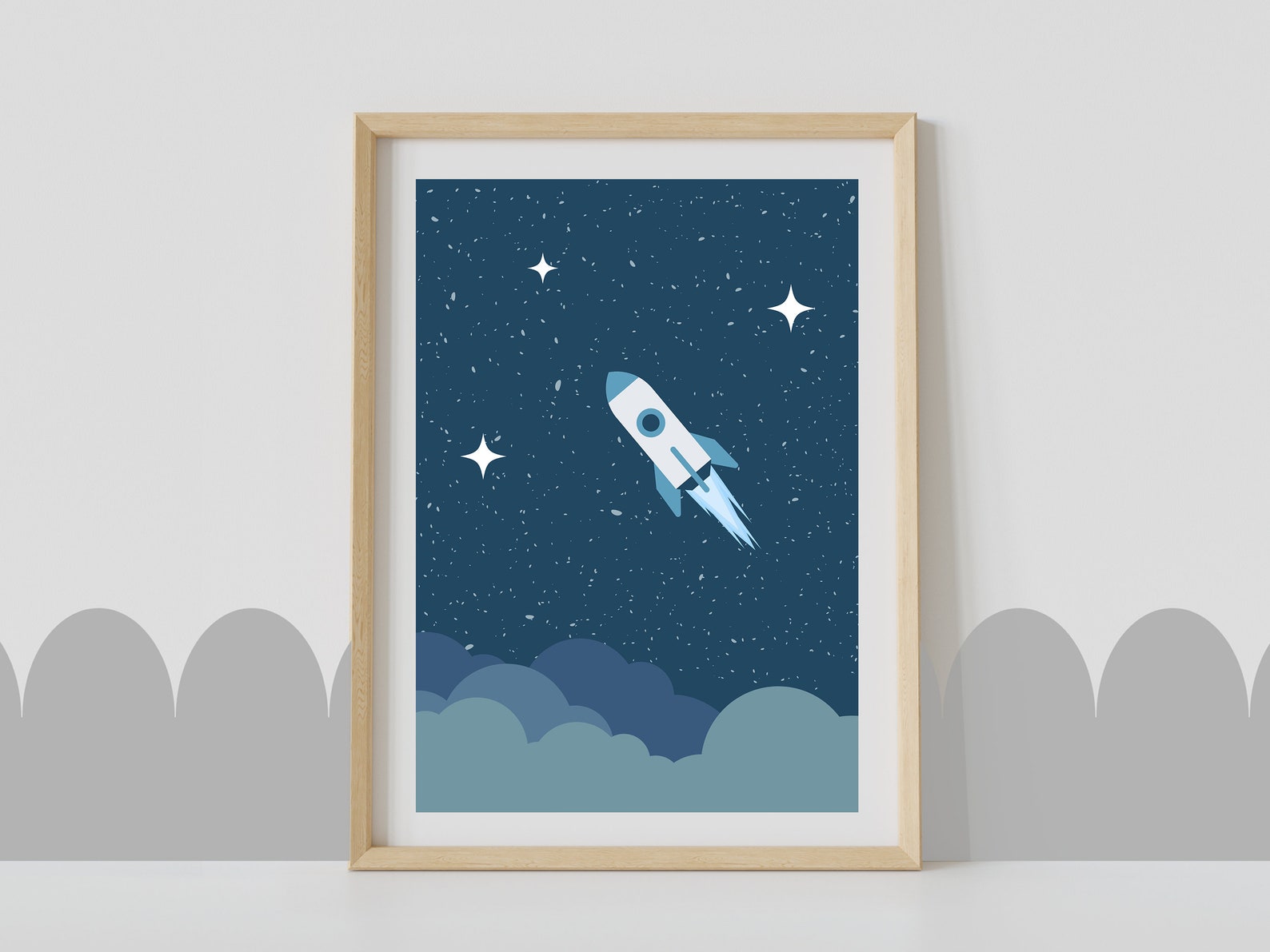 Kids Space Poster • Rocket Ship Print • Nursery Wall Art • Educational ...