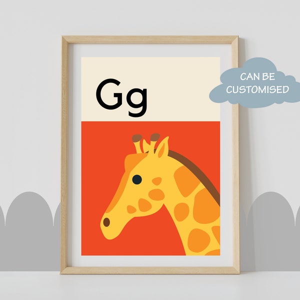 Letter G Alphabet Poster • G is for Giraffe • Learn ABC Print • Nursery Decor • Kids Bedroom Wall Art • Letter Art • Educational Printable