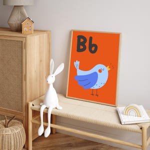 Letter B Alphabet Poster B is for Bird Learn ABC Print Woodland Nursery ...