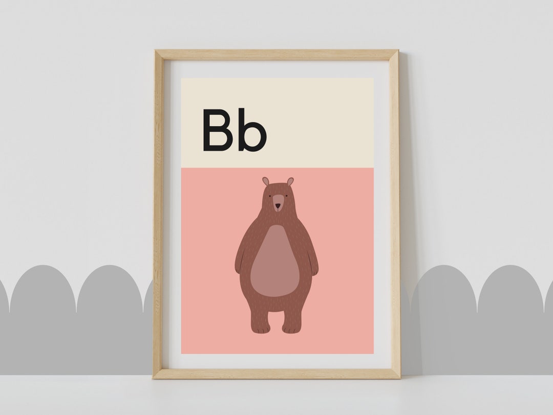 Letter B Alphabet Poster B is for Bear Learn ABC Print Nursery Decor