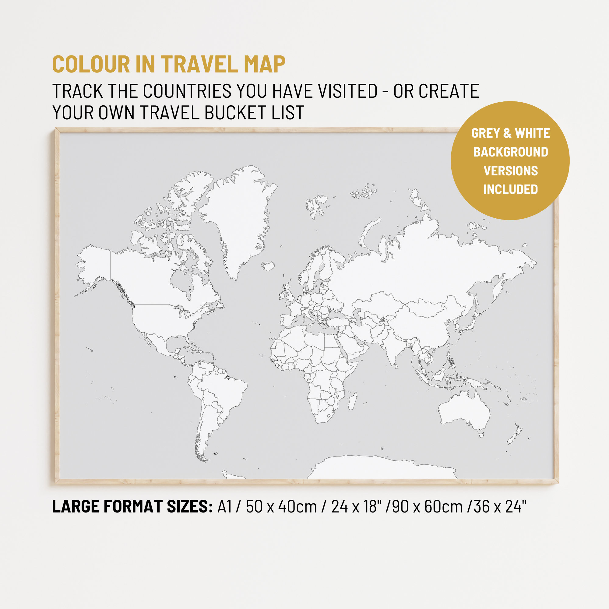 World Colouring Map Poster • Where I've Been Tracker • Nursery Wall Art ...