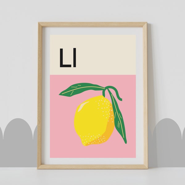 Letter L Alphabet Poster • L is for Lemon • Learn ABC Print • Nursery Decor • Kids Bedroom Wall Art • Letter Art • Educational Printable