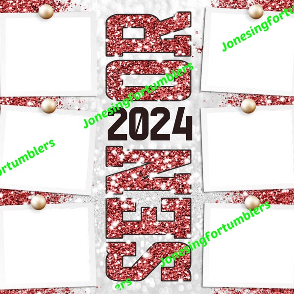 Senior 2024 Grad light red 20 oz skinny tumbler wrap digital download only