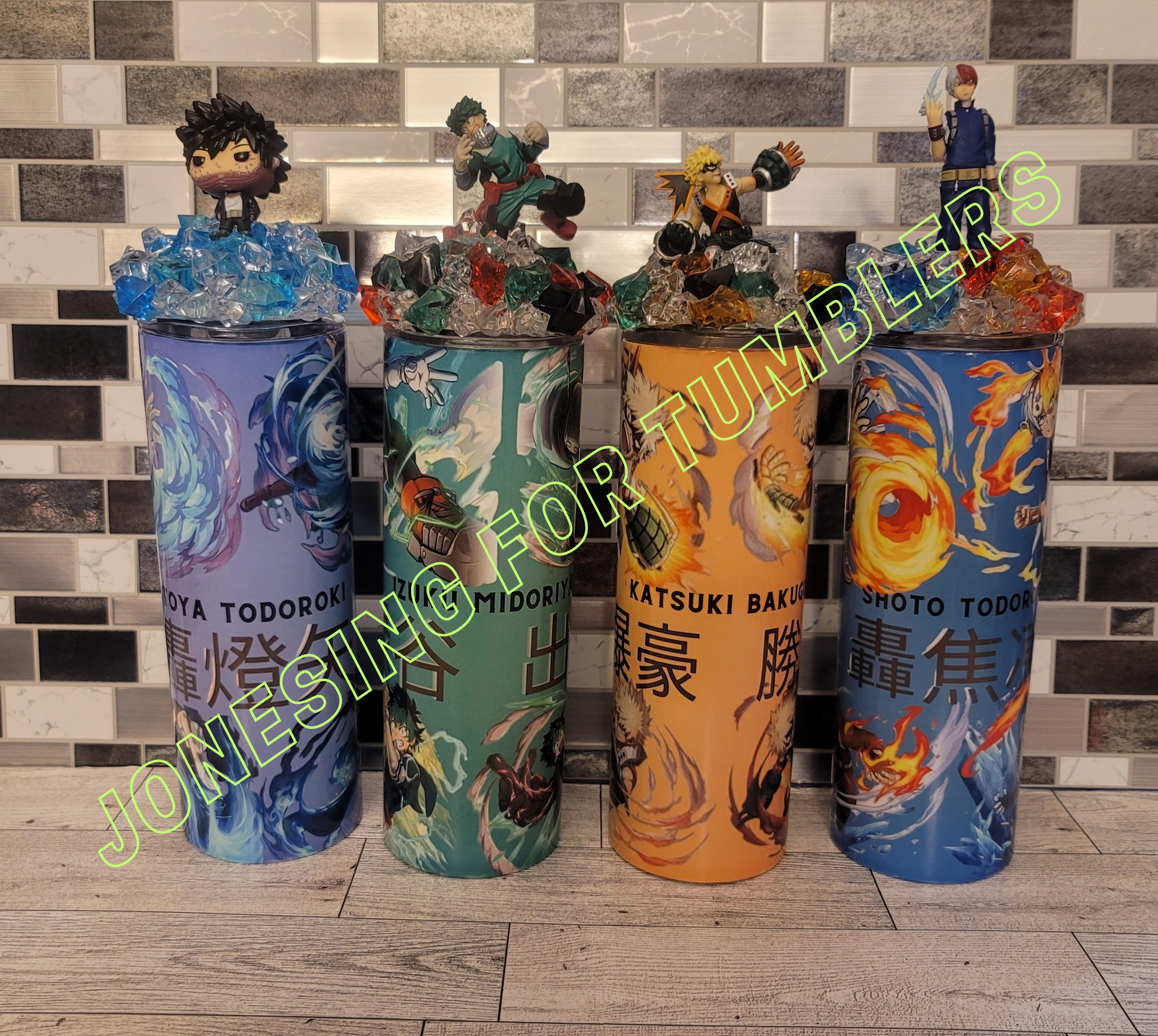 Multiple anime character cups with matching REMOVABLE toppers. Please read description! Custom characters welcome please message first!