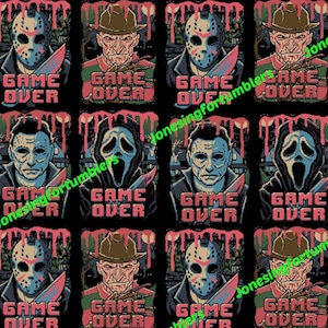 Horror Game Over Michael Myers, Jason, Freddy K. No Blood for 20oz skinny tumbler