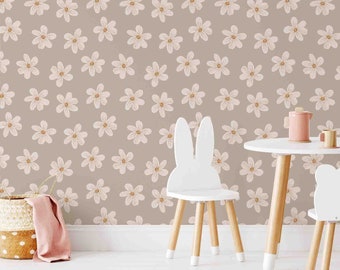 Floral Peel & Stick Wallpaper, Removable Floral Wallcovering, Floral Meadow, PVC-free, Vinyl-free Sustainable Wall Décor for Kids