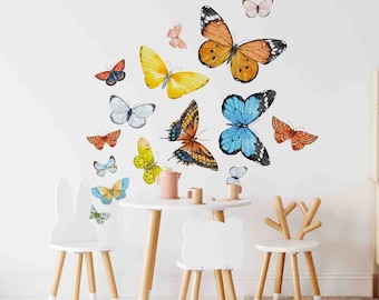 Watercolor Butterflies Decal, Peel & Stick Decal for Nursery, Removable Decals for Kids by Green Planet, Butterfly Wall Sticker