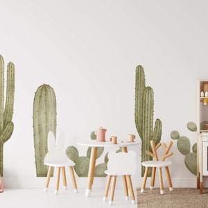 Cactus Decal, Peel & Stick Decals for Nursery and Kids Room, Removable Decals by Green Planet, Nature Mural Decal