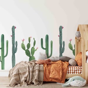 Cactus Decal, Peel & Stick Decals for Nursery and Kids Room, Removable Decals by Green Planet, Nature Mural Decal
