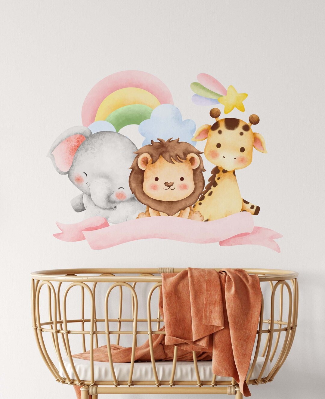 Mfault Animal Book Wall Decals - Elephant Lion Giraffe Nursery Decor, Removable Vinyl Stickers For Kids Room Classroom